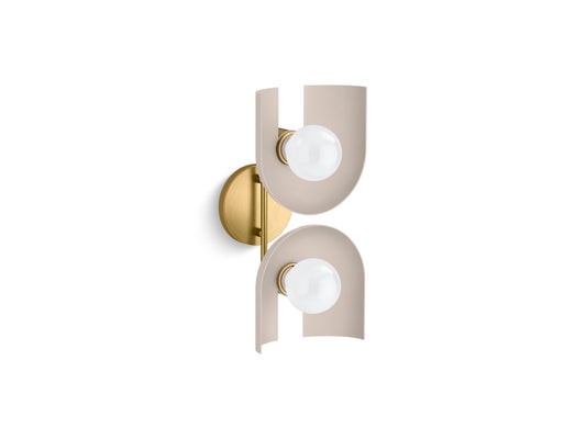 KOHLER K-31783-SC02-SLG Jabot Two-Light Sconce In Biscuit Satin with Brushed Moderne Brass