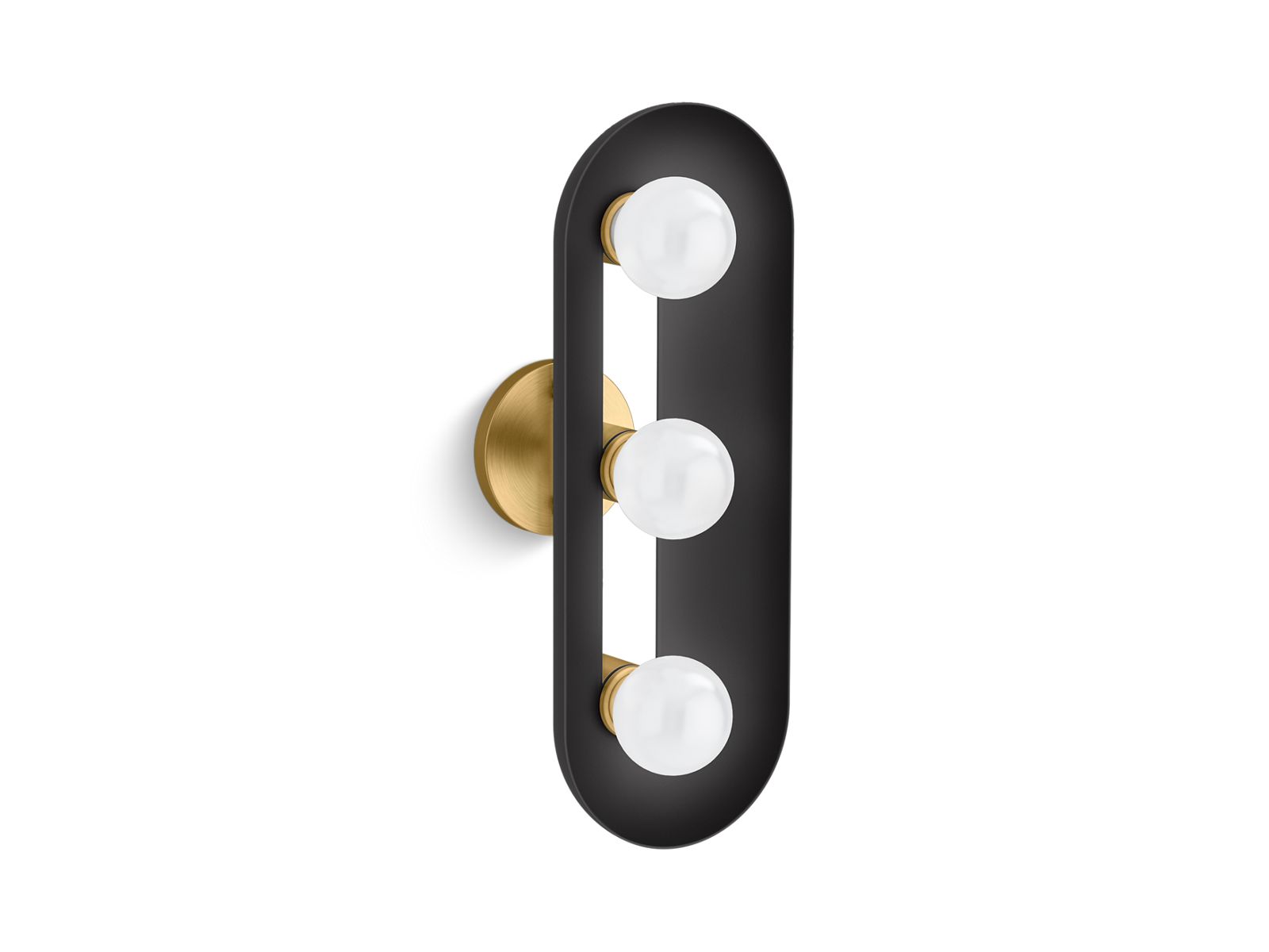 KOHLER K-31784-SC03-BML Jabot Three-Light Sconce - Black With Brass Trim