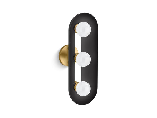 KOHLER K-31784-SC03-BML Jabot Three-Light Sconce In Black with Brass Trim