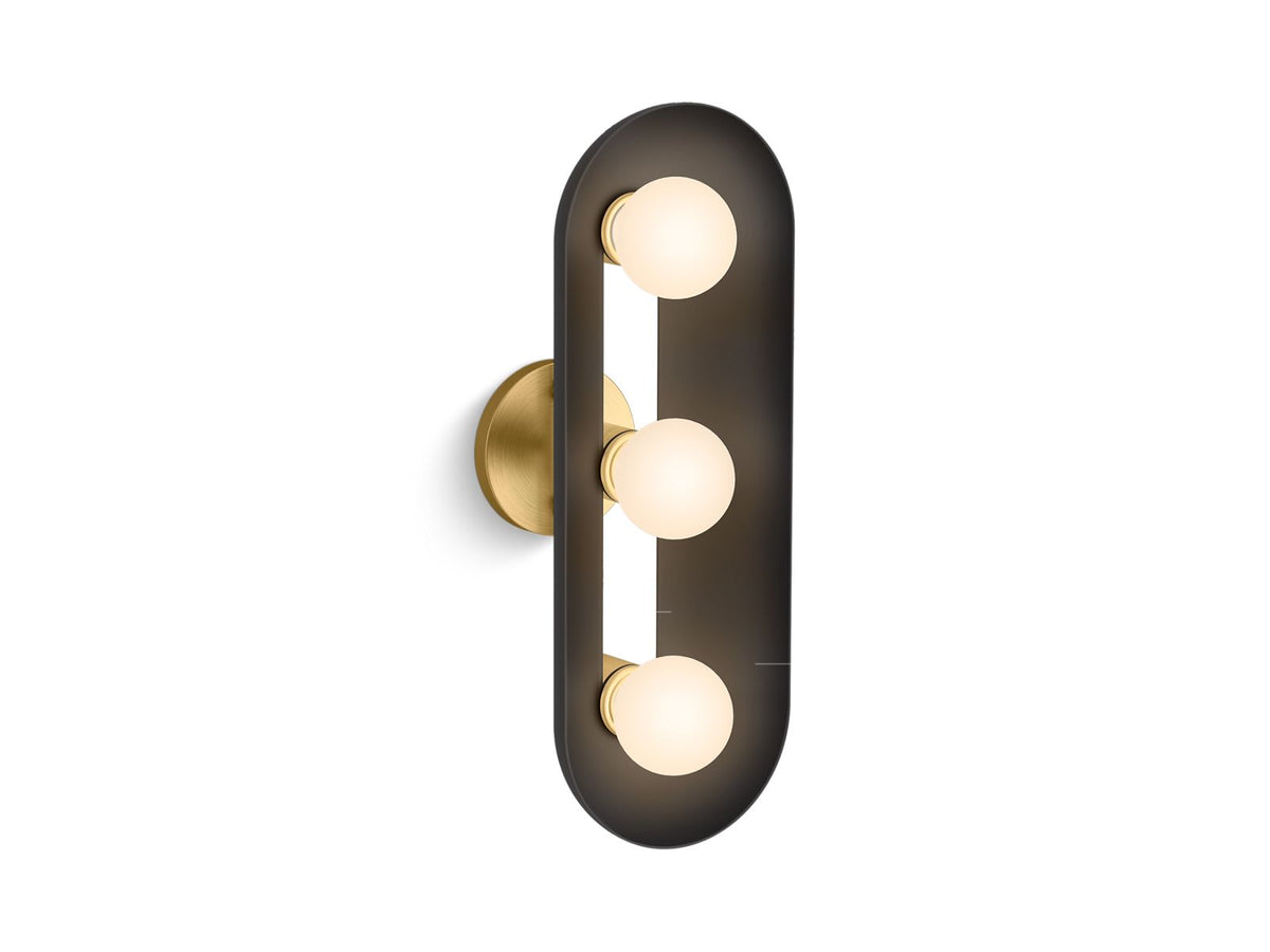 KOHLER K-31784-SC03-BML Jabot Three-Light Sconce - Black With Brass Trim