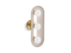 KOHLER K-31784-SC03-SLG Jabot Three-Light Sconce - Biscuit Satin With Brushed Moderne Brass