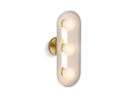 KOHLER K-31784-SC03-SLG Jabot Three-Light Sconce - Biscuit Satin With Brushed Moderne Brass