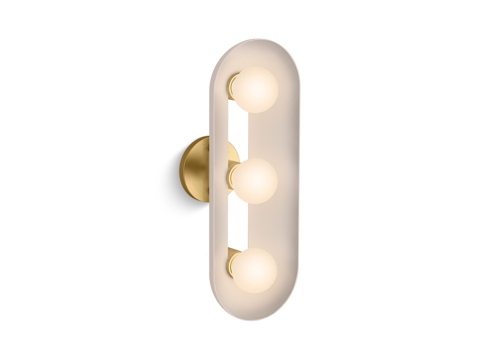 KOHLER K-31784-SC03-SLG Jabot Three-Light Sconce - Biscuit Satin With Brushed Moderne Brass