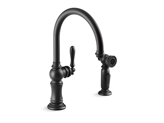 KOHLER K-99262-BL Artifacts Single-Handle Kitchen Sink Faucet With Two-Function Sprayhead In Matte Black