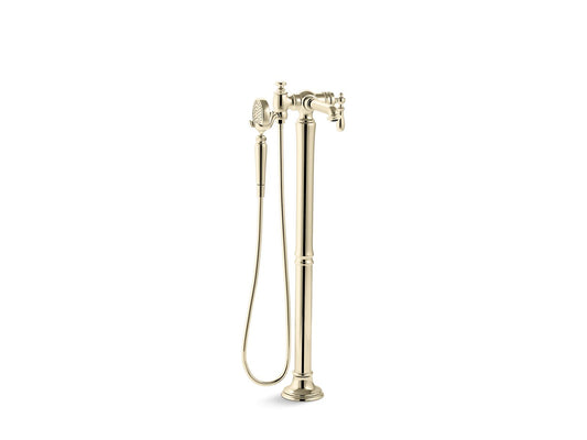 KOHLER K-T72790-9M-AF Artifacts Floor-Mount Bath Filler Trim With Handshower In Vibrant French Gold