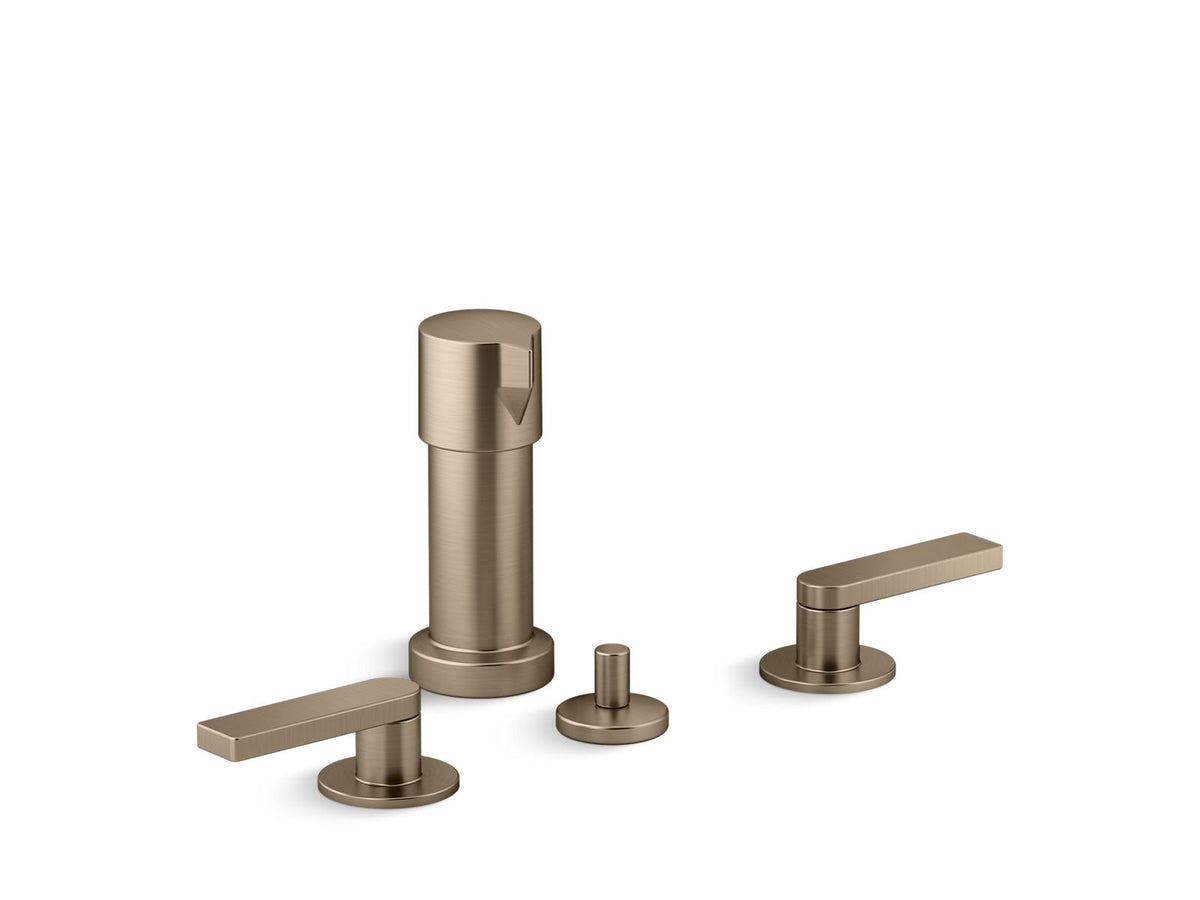 KOHLER K-73077-4-BV Composed Widespread Bidet Faucet With Lever Handles - Vibrant Brushed Bronze
