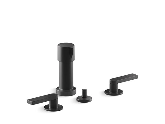 KOHLER K-73077-4-BL Composed Widespread Bidet Faucet With Lever Handles In Matte Black