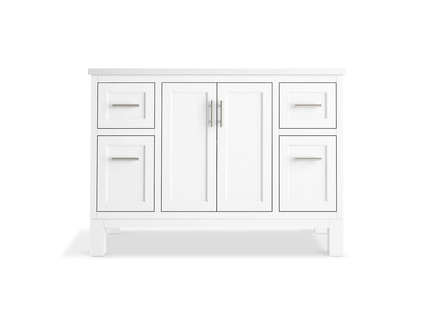 KOHLER K-28383-ASB-0 Quo 48" Bathroom Vanity Cabinet With Sink And Quartz Top In White