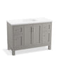 KOHLER K-28383-ASB-1WT Quo 48" Bathroom Vanity Cabinet With Sink And Quartz Top In Mohair Grey