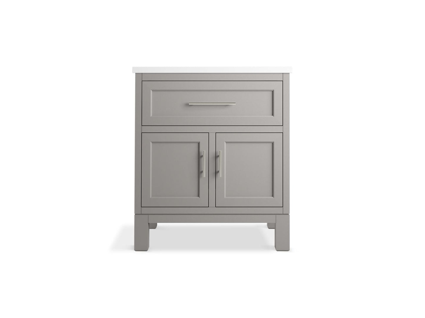 KOHLER K-28380-ASB-1WT Quo 30" Bathroom Vanity Cabinet With Sink And Quartz Top In Mohair Grey