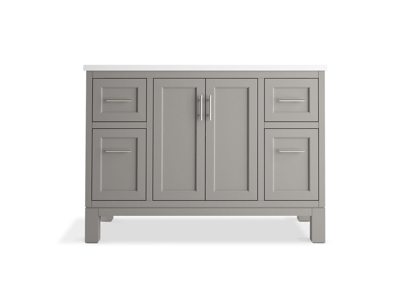 KOHLER K-28383-ASB-1WT Quo 48" Bathroom Vanity Cabinet With Sink And Quartz Top In Mohair Grey