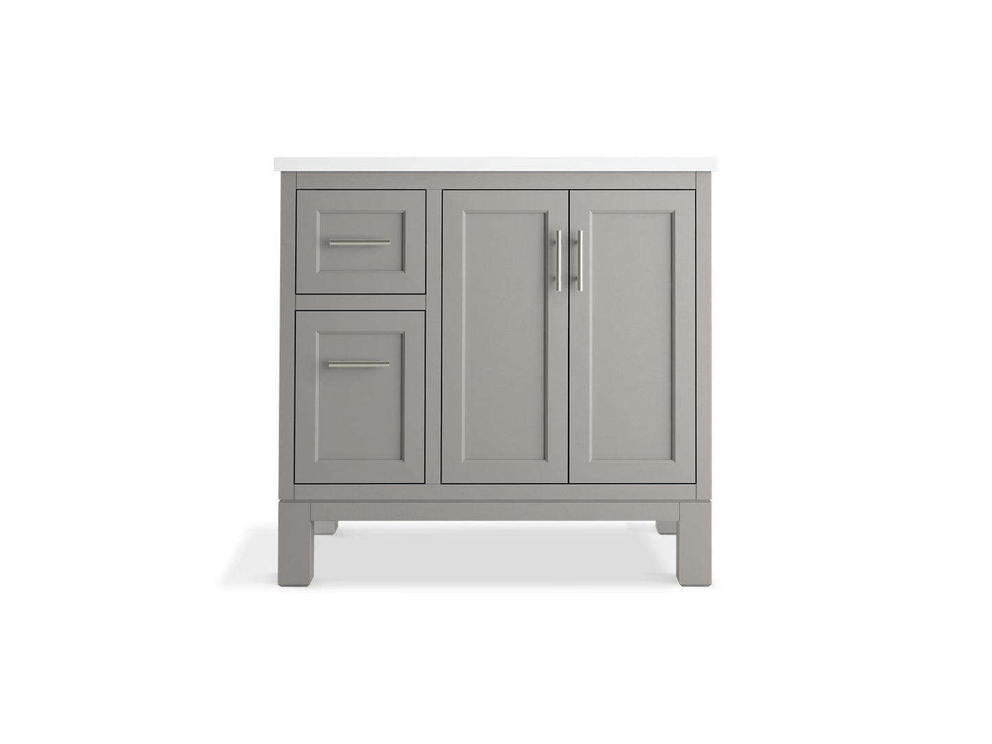 KOHLER K-31244-ASB-1WT Quo 36" Bathroom Vanity Cabinet With Sink And Quartz Top In Mohair Grey