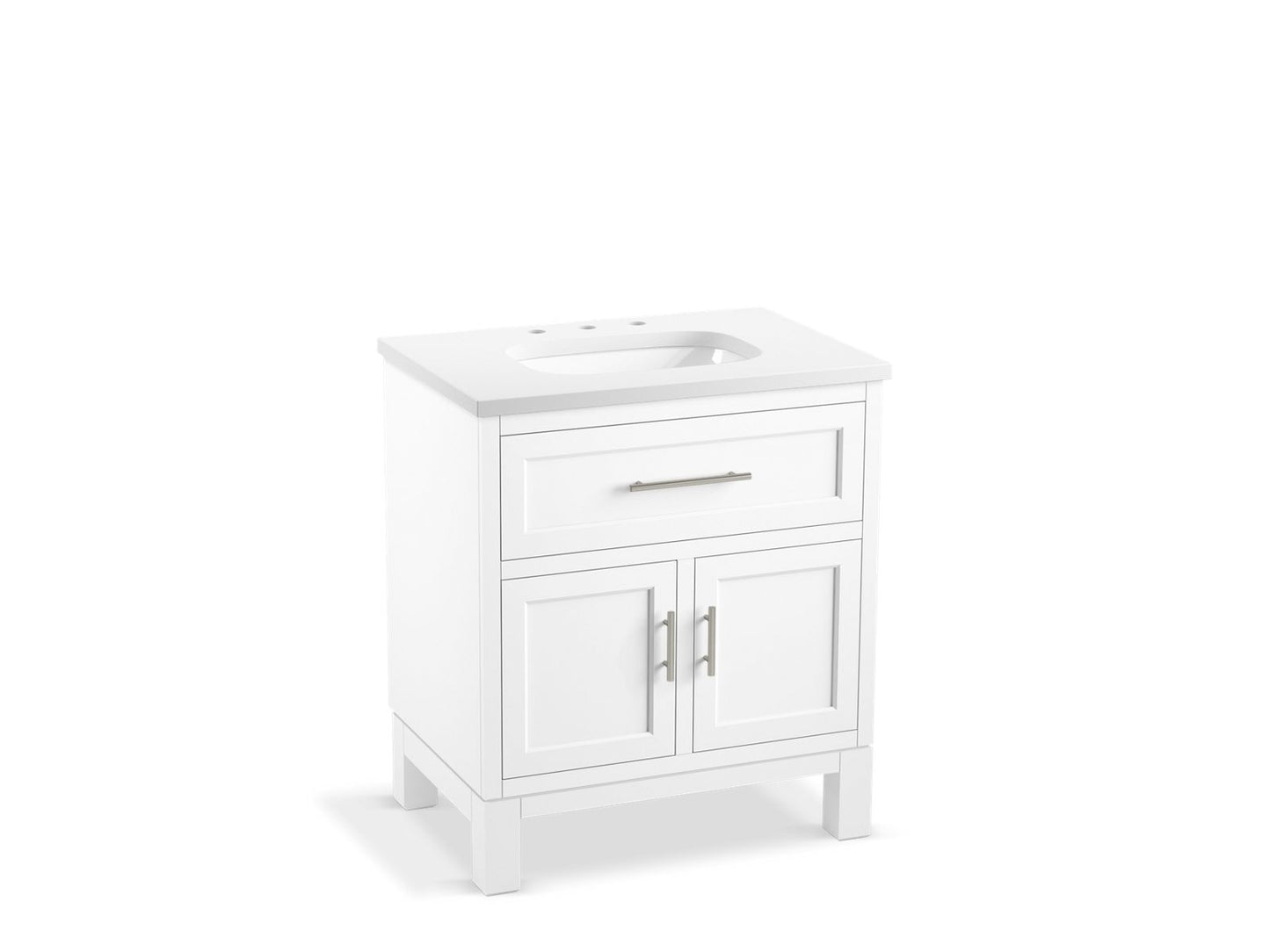 KOHLER K-28380-ASB-0 Quo 30" Bathroom Vanity Cabinet With Sink And Quartz Top In White