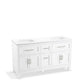 KOHLER K-31246-ASB-0 Quo 60" Bathroom Vanity Cabinet With Sinks And Quartz Top In White