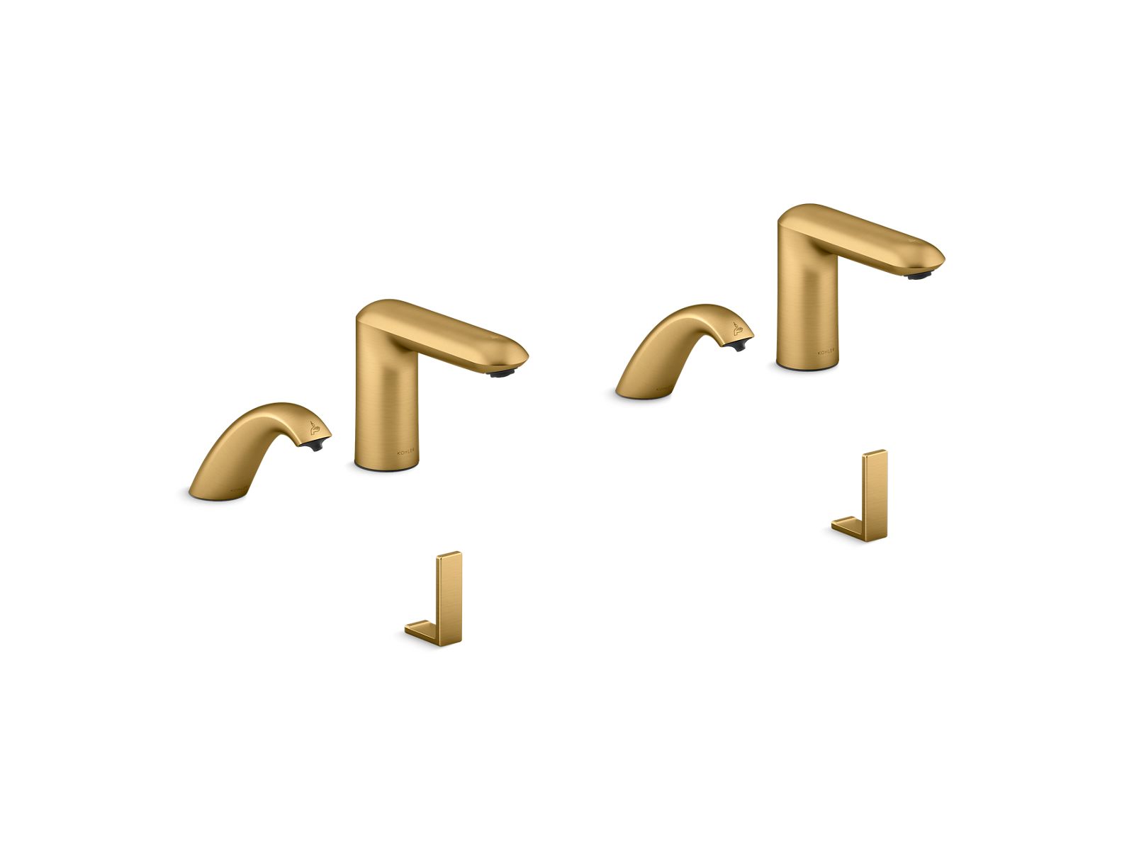 KOHLER K-181030-BK1-2MB Kumin Curve Touchless Lavatory Faucets And Soap Dispensers For Constellation Lavatory System, 0.5 Gpm - Vibrant Brushed Moderne Brass