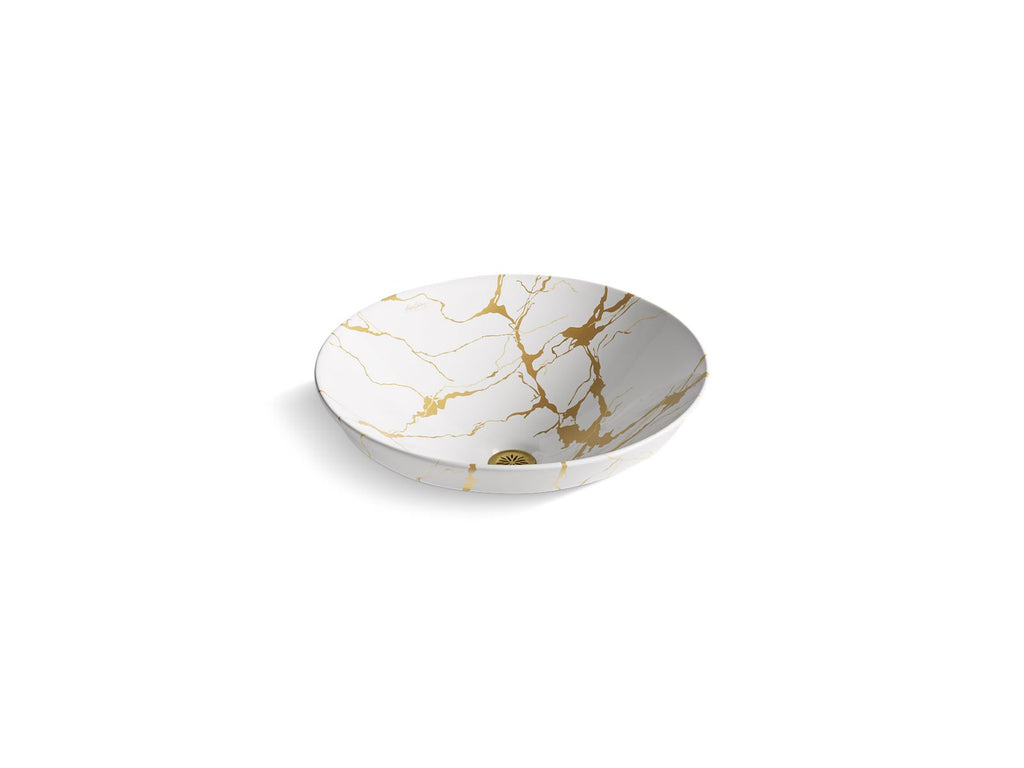 KOHLER K-28039-AUR-0 Aureus 16-3/4" Round Vessel Bathroom Sink, No Overflow - White
