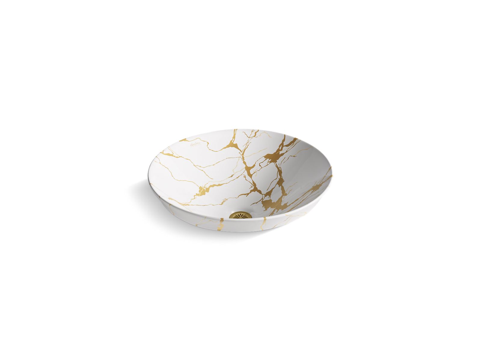 KOHLER K-28039-AUR-0 Aureus 16-3/4" Round Vessel Bathroom Sink, No Overflow - White