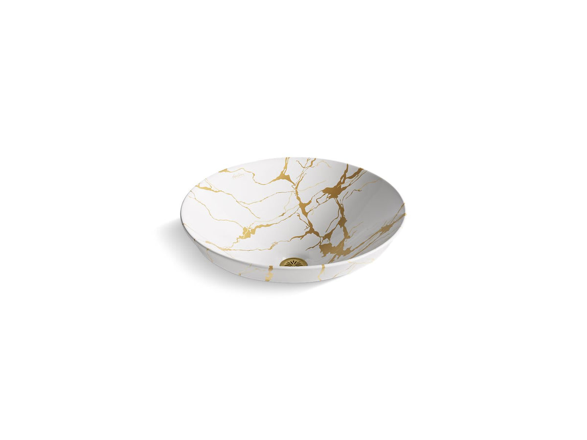 KOHLER K-28039-AUR-0 Aureus 16-3/4" Round Vessel Bathroom Sink, No Overflow - White