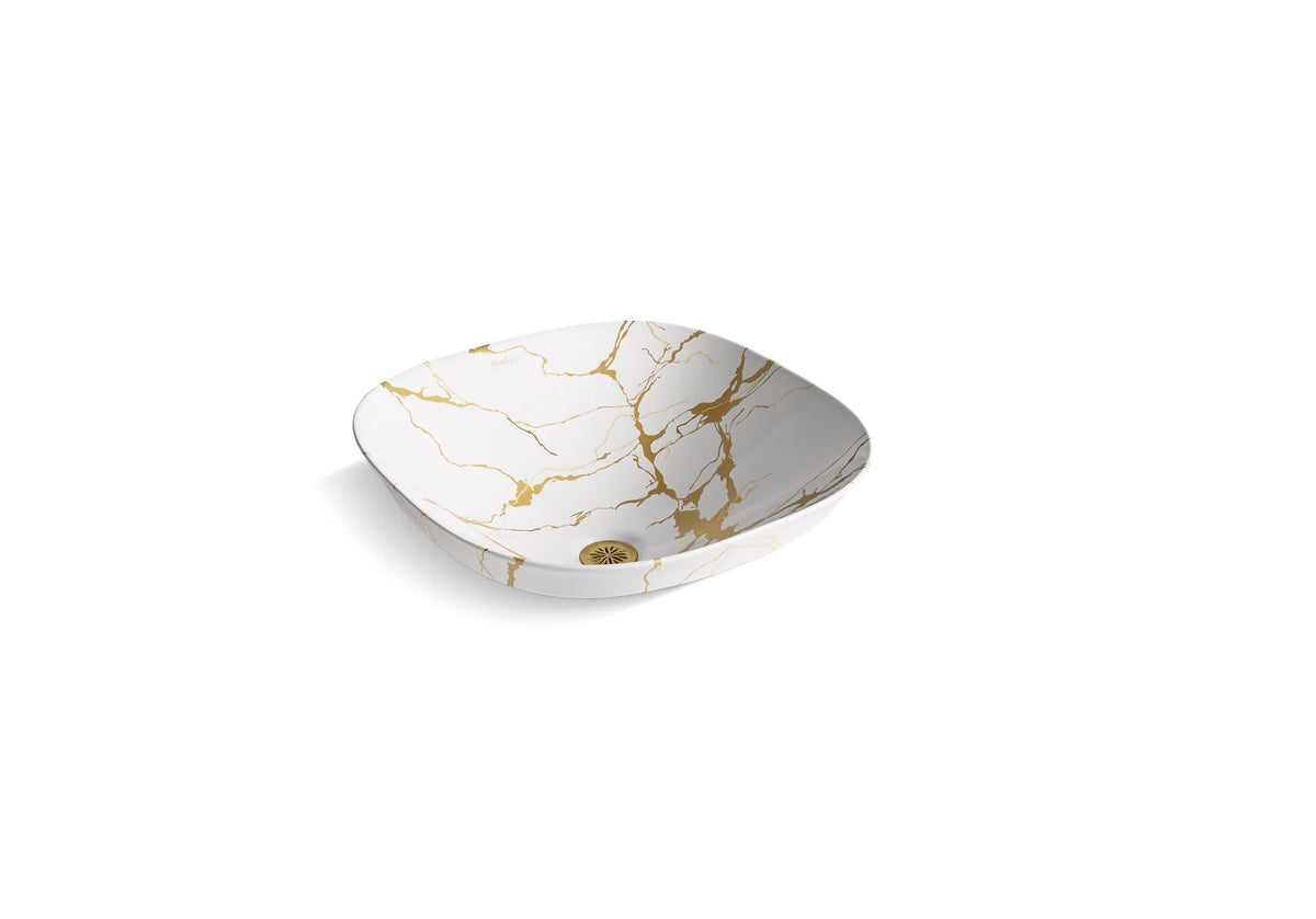 KOHLER K-28038-AUR-0 Aureus 16-3/4" Square Vessel Bathroom Sink, No Overflow - White