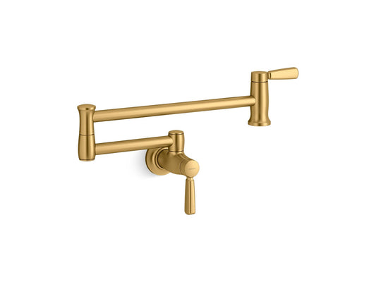 KOHLER K-35744-2MB Wall-Mount Pot Filler In Vibrant Brushed Moderne Brass