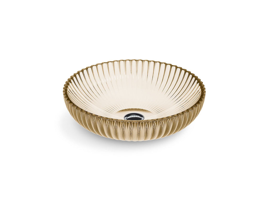 KOHLER K-28824-TG7 Salute 15" Round Vessel Bathroom Sink, No Overflow - Translucent Sandalwood