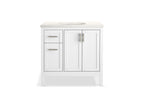 KOHLER K-39605-ASB-0 Hadron 36" Bathroom Vanity Cabinet With Sink And Quartz Top - White