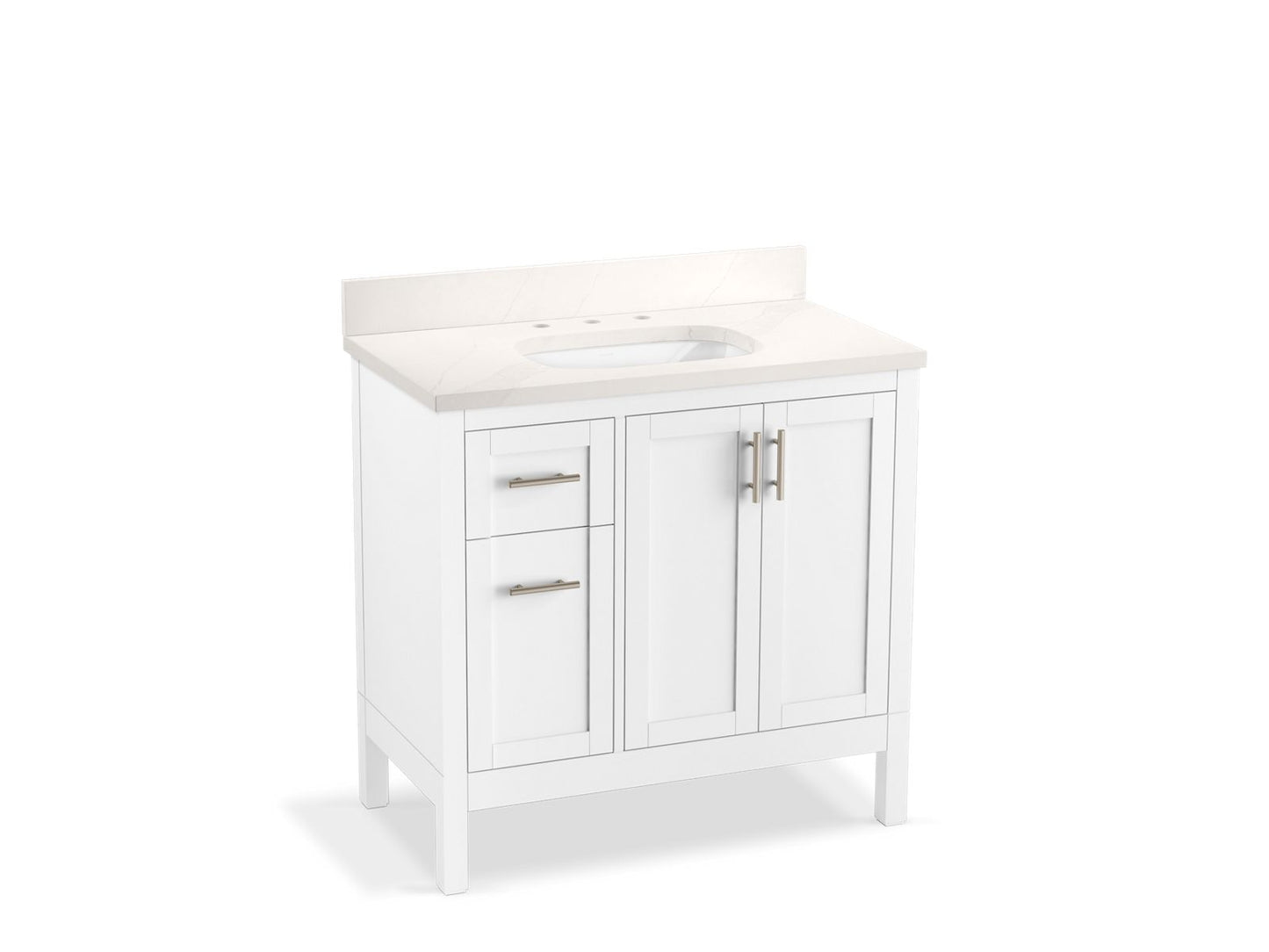 KOHLER K-39605-ASB-0 Hadron 36" Bathroom Vanity Cabinet With Sink And Quartz Top In White