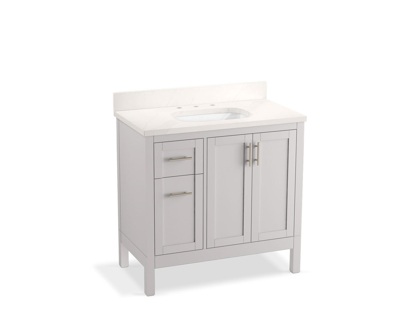 KOHLER K-39605-ASB-AGA Hadron 36" Bathroom Vanity Cabinet With Sink And Quartz Top In Atmos Grey