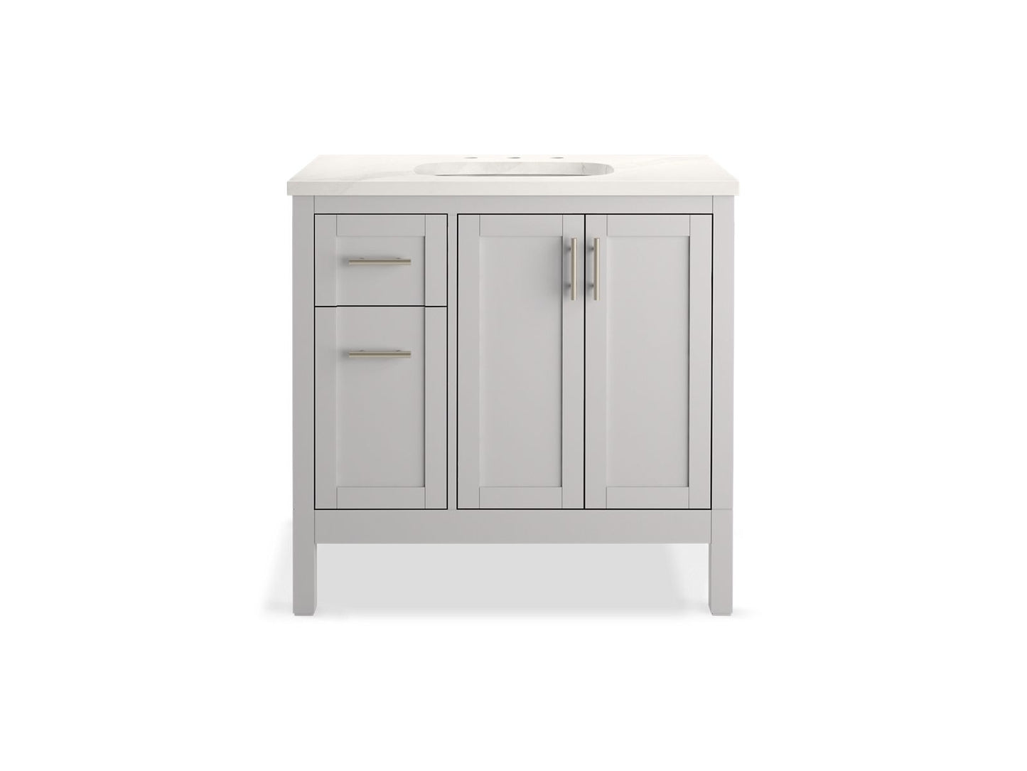 KOHLER K-39605-ASB-AGA Hadron 36" Bathroom Vanity Cabinet With Sink And Quartz Top In Atmos Grey