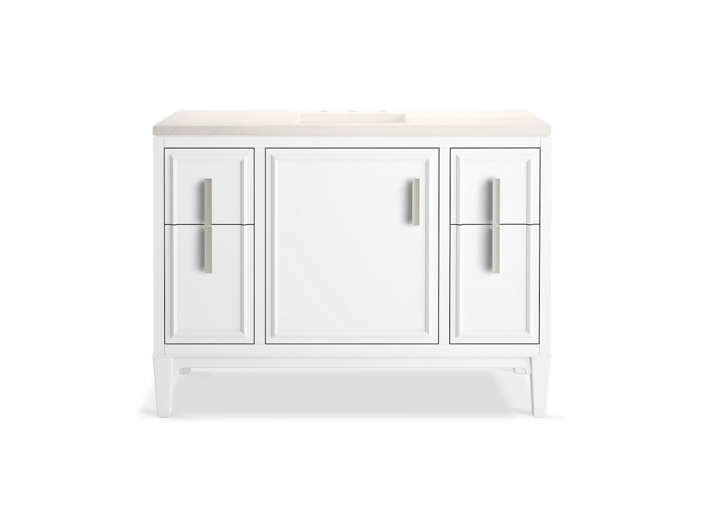 KOHLER K-33546-ASB-0 Southerk 48" Bathroom Vanity Cabinet With Sink And Quartz Top In White