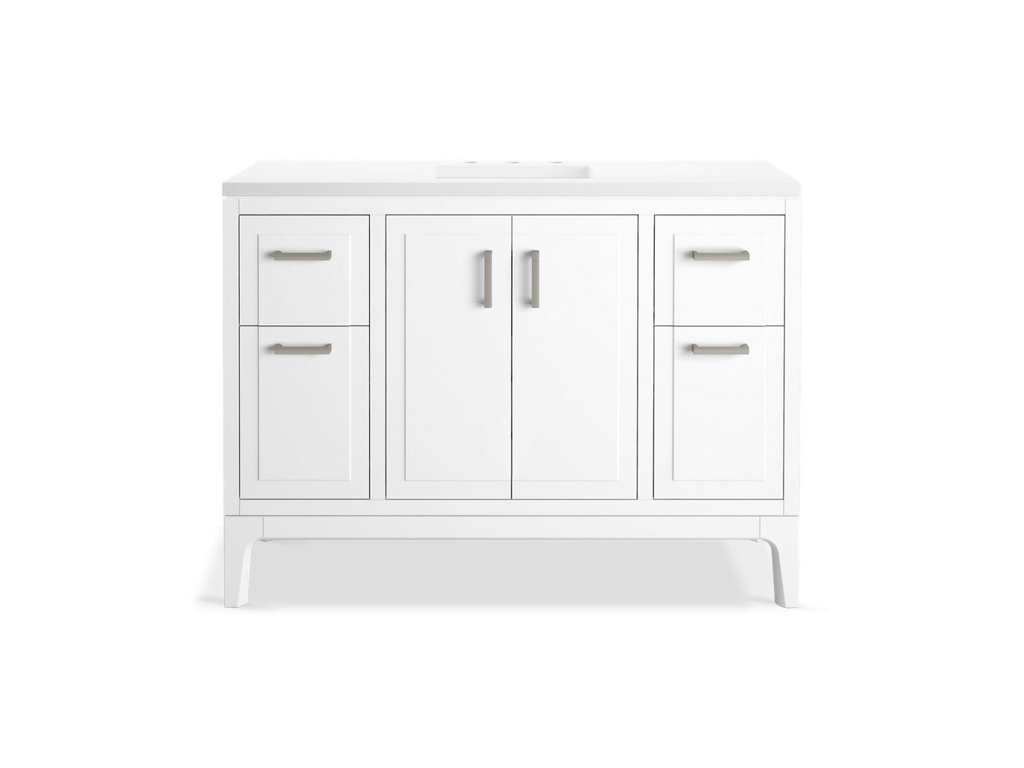 KOHLER K-33554-ASB-0 Seer 48" Bathroom Vanity Cabinet With Sink And Quartz Top In White