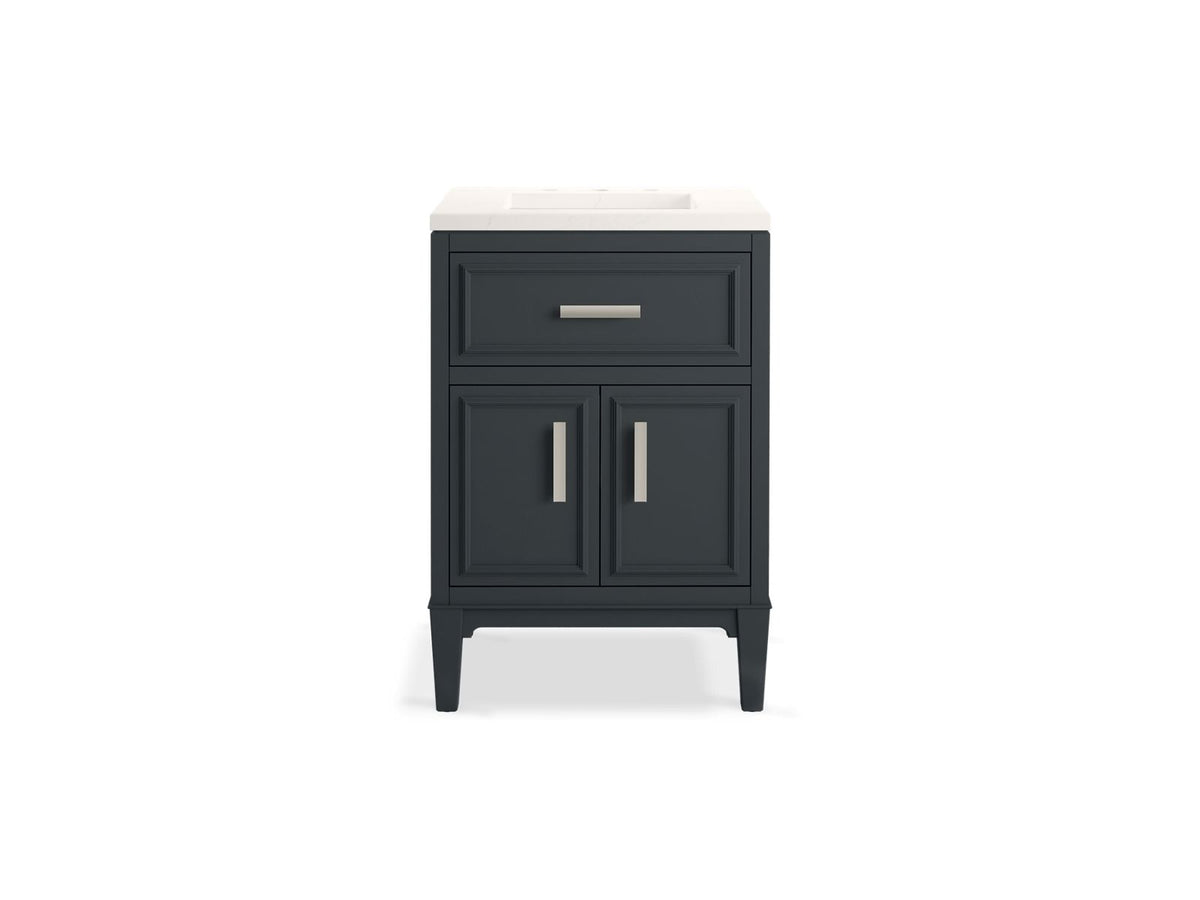 KOHLER K-33543-ASB-0 Southerk 24" Bathroom Vanity Cabinet With Sink And Quartz Top - White