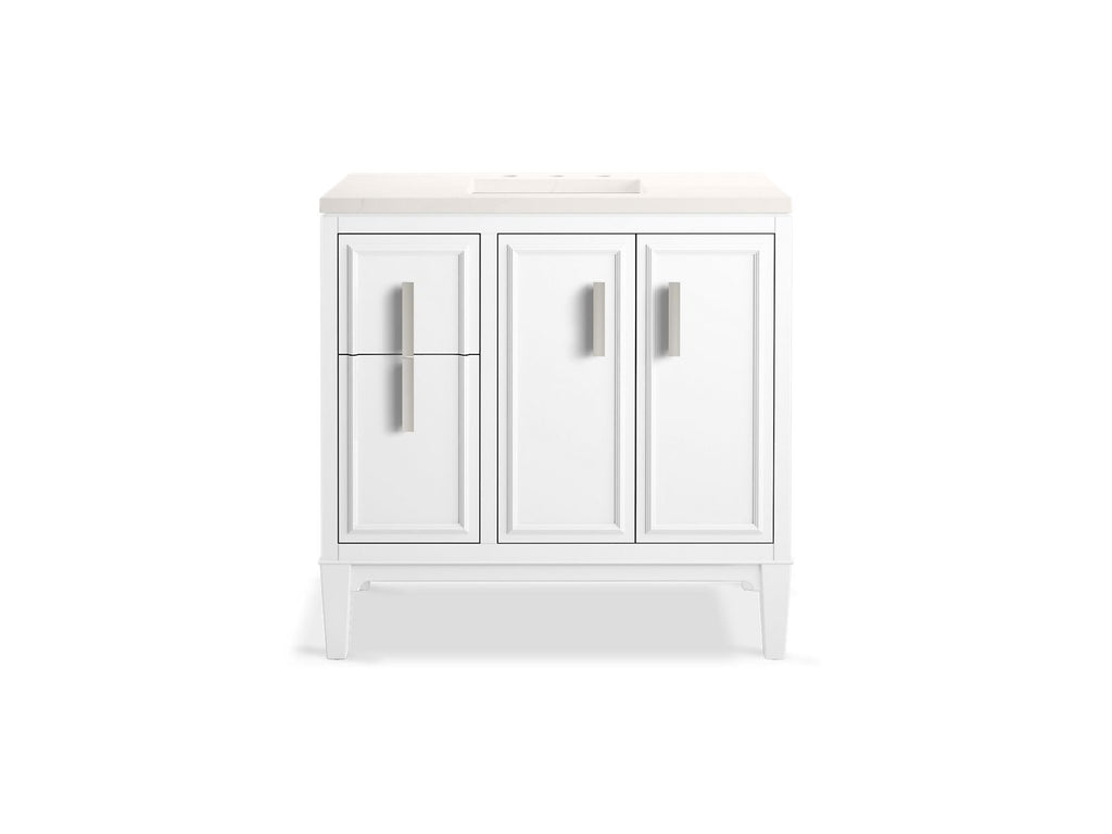 KOHLER K-33545-ASB-0 Southerk 36" Bathroom Vanity Cabinet With Sink And Quartz Top - White