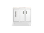 KOHLER K-33545-ASB-0 Southerk 36" Bathroom Vanity Cabinet With Sink And Quartz Top - White