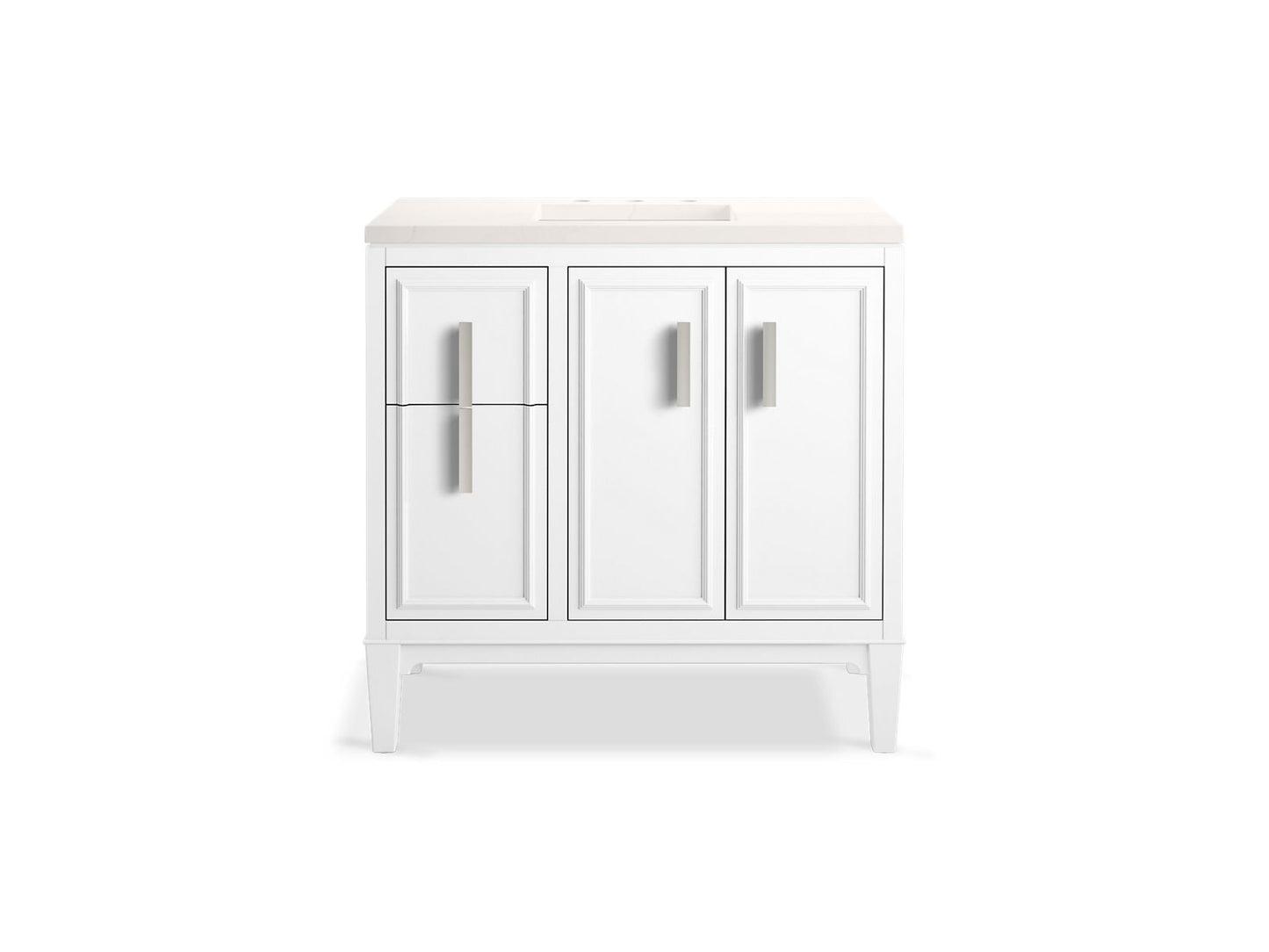 KOHLER K-33545-ASB-0 Southerk 36" bathroom vanity cabinet with sink and quartz top - White