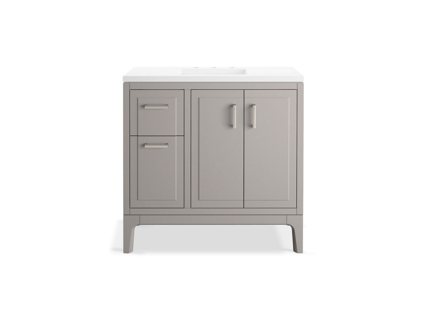 KOHLER K-33553-ASB-1WT Seer 36" Bathroom Vanity Cabinet With Sink And Quartz Top In Mohair Grey