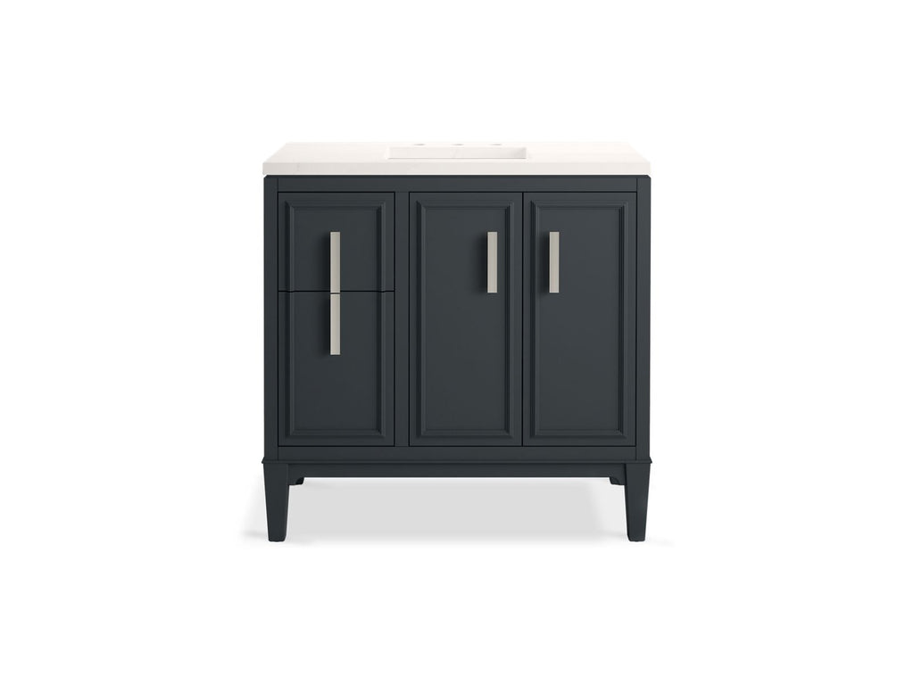 KOHLER K-33545-ASB-0 Southerk 36" Bathroom Vanity Cabinet With Sink And Quartz Top - White