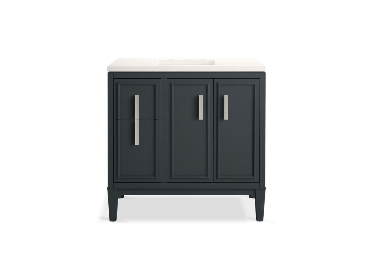 KOHLER K-33545-ASB-0 Southerk 36" Bathroom Vanity Cabinet With Sink And Quartz Top - White
