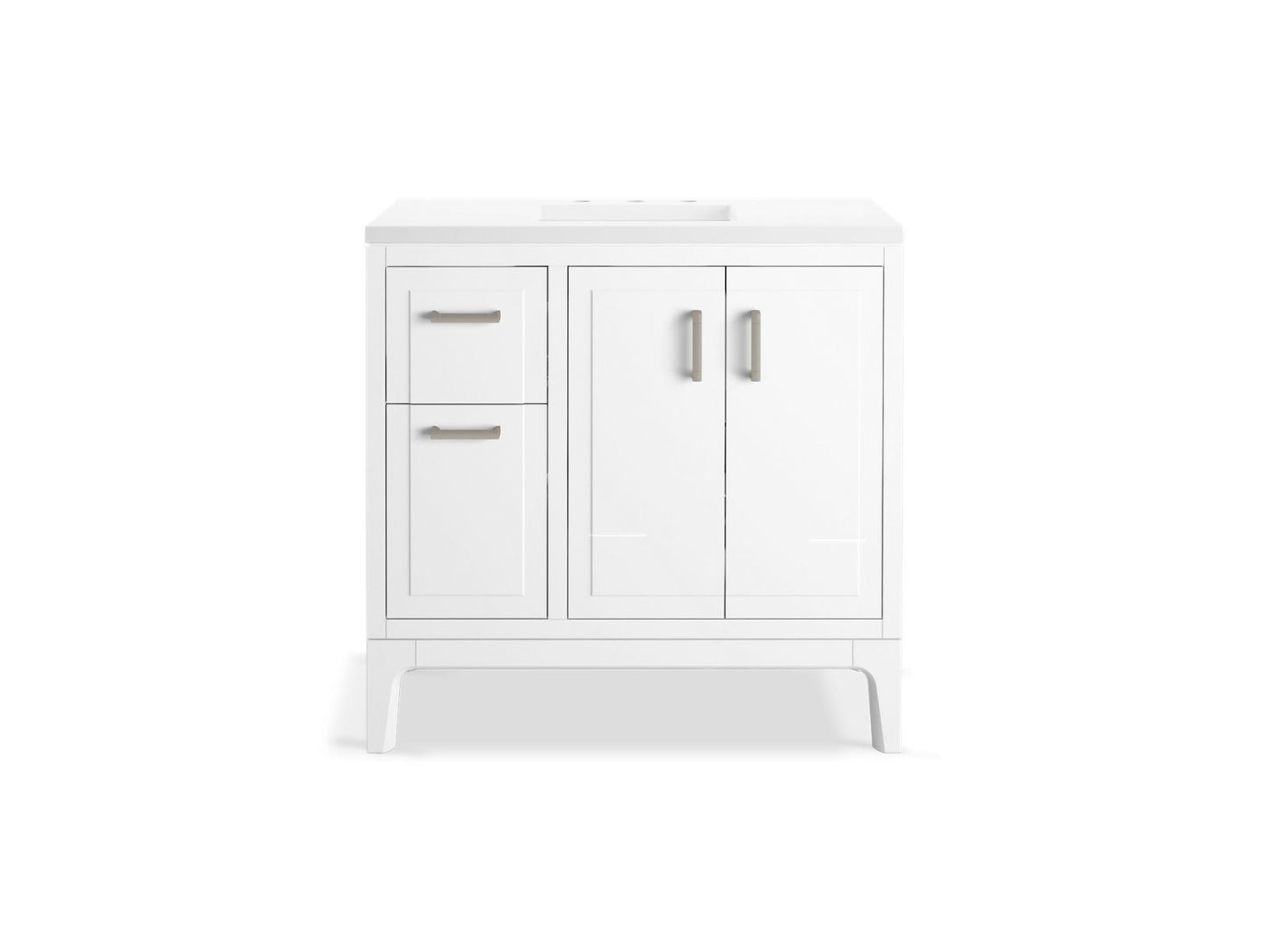 KOHLER K-33553-ASB-0 Seer 36" Bathroom Vanity Cabinet With Sink And Quartz Top In White