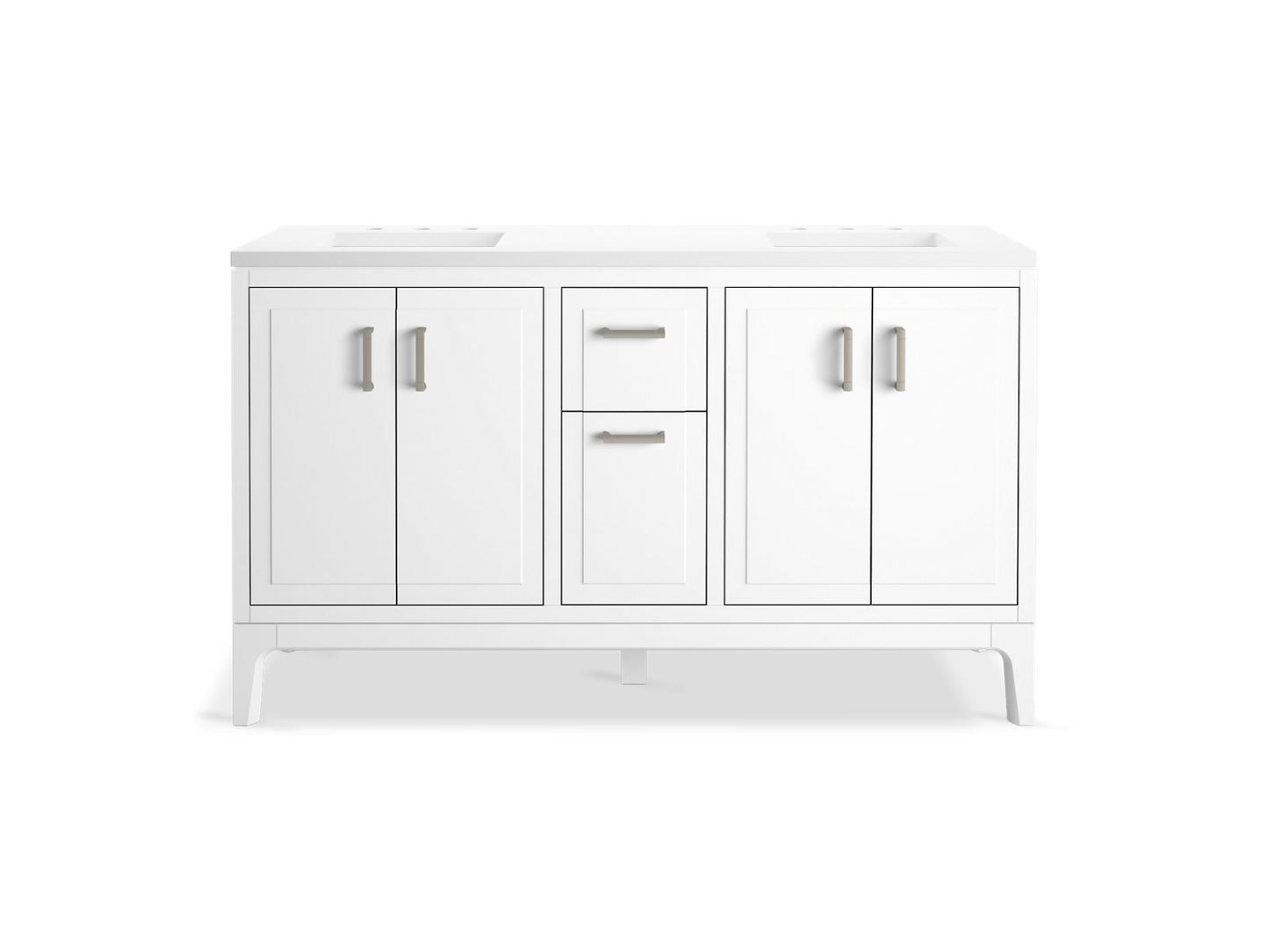 KOHLER K-33555-ASB-0 Seer 60" Bathroom Vanity Cabinet With Sinks And Quartz Top In White