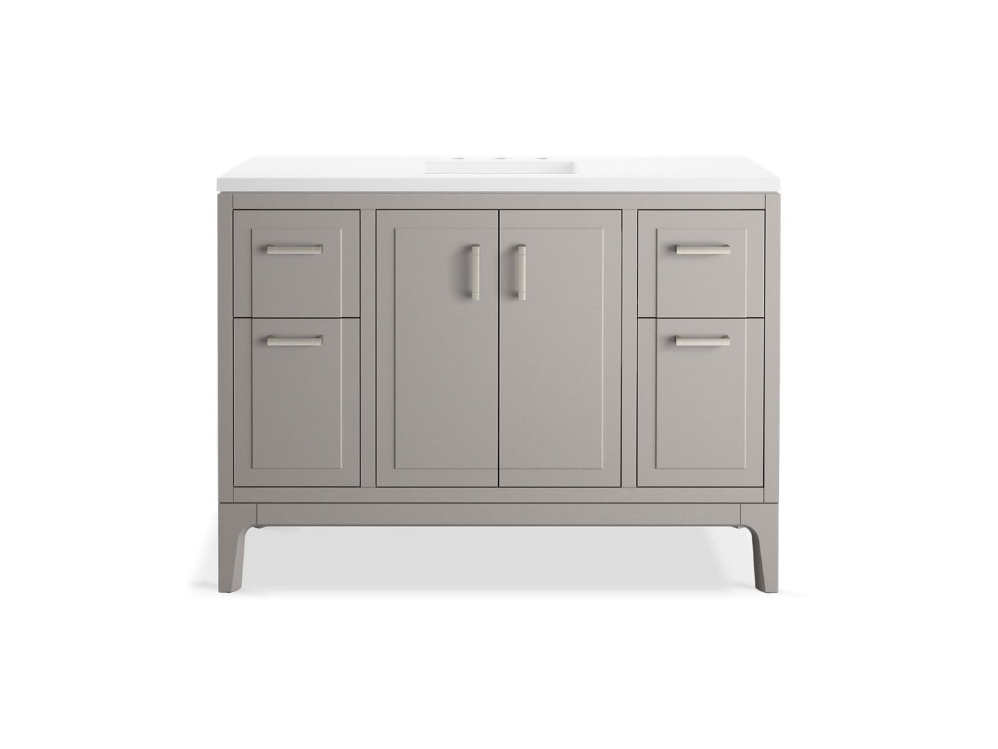 KOHLER K-33554-ASB-1WT Seer 48" Bathroom Vanity Cabinet With Sink And Quartz Top In Mohair Grey