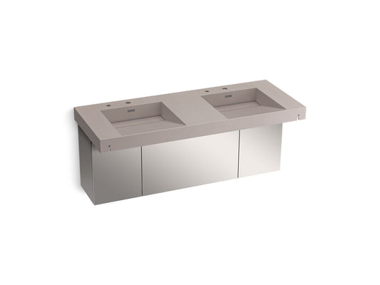 KOHLER K-81030-BSS-KCN Constellation 60" Wall-Mount Basin Lavatory System In Neutral Concrete