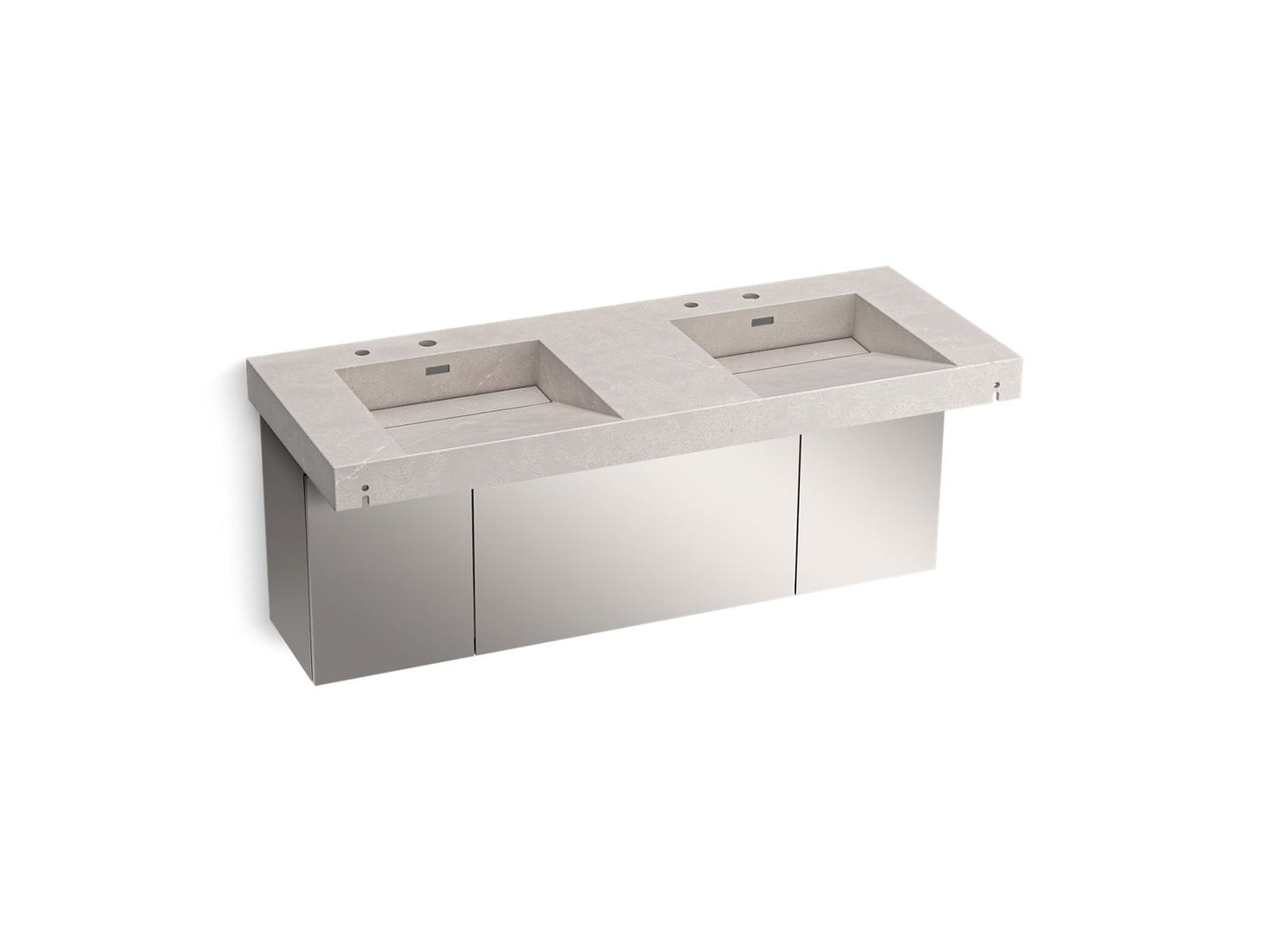 KOHLER K-81030-BSS-KED Constellation 60" Wall-Mount Basin Lavatory System In DesertSilver