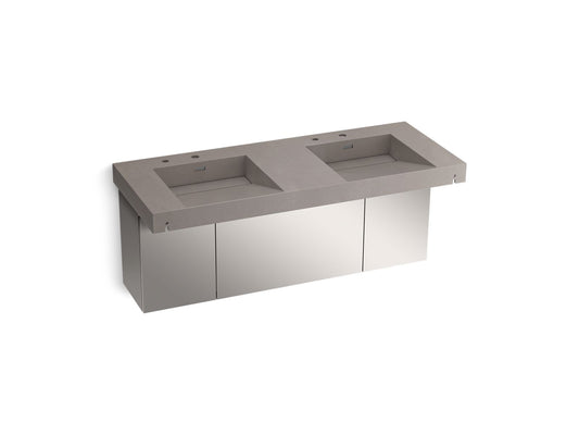 KOHLER K-81030-BSS-KCE Constellation 60" Wall-Mount Basin Lavatory System In Ash Concrete