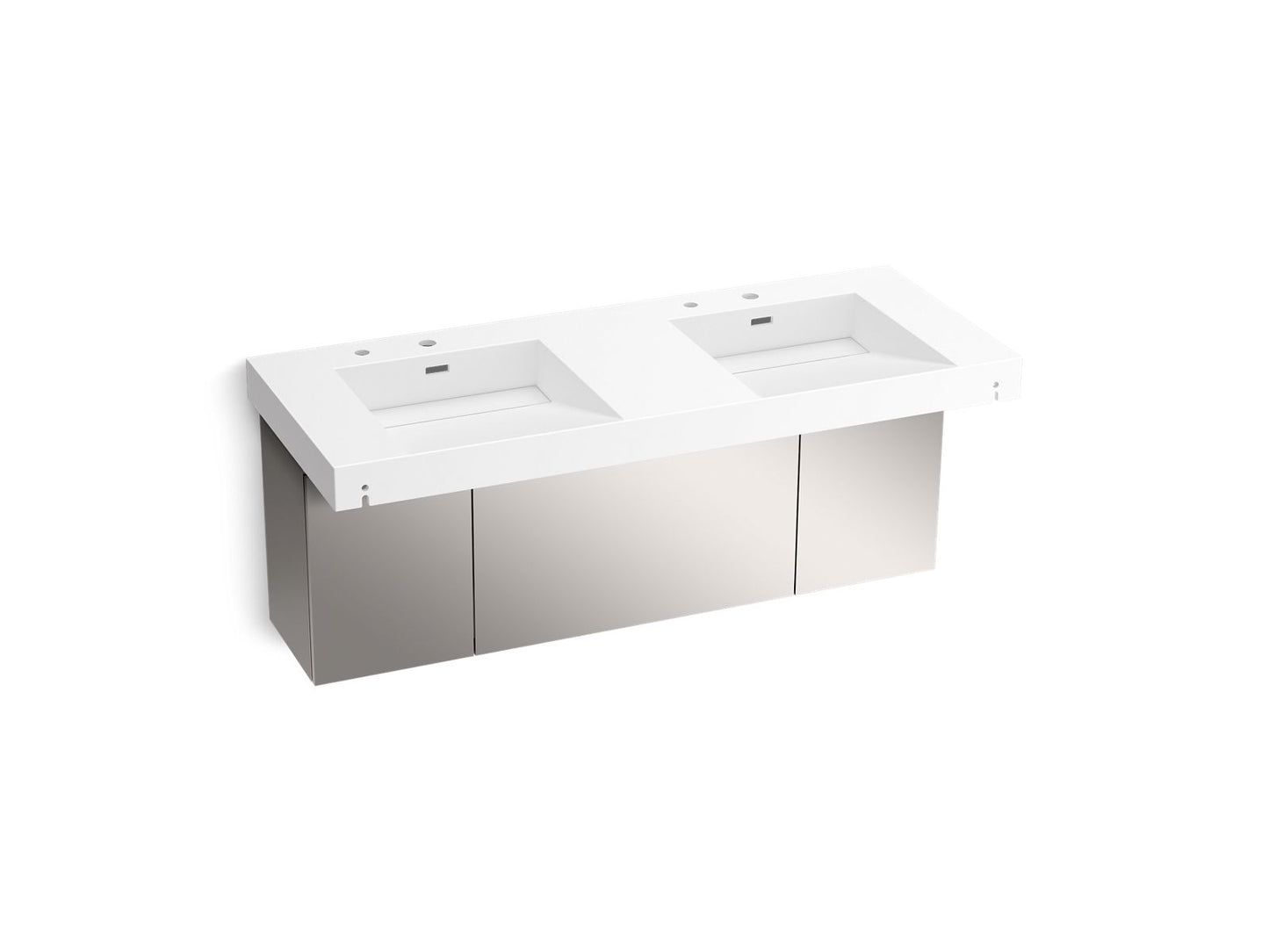 KOHLER K-81030-BSS-KCG Constellation 60" Wall-Mount Basin Lavatory System In Glacier White