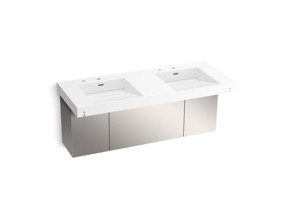 KOHLER K-81030-BSS-KCG Constellation 60" Wall-Mount Basin Lavatory System - Glacier White