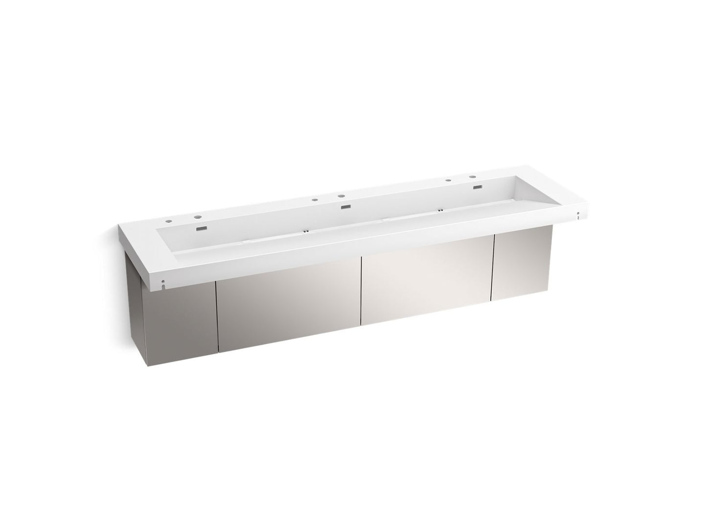 KOHLER K-81033-BSS-KCG Constellation 90" Wall-Mount Trough Lavatory System In Glacier White