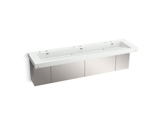 KOHLER K-81033-BSS-KEH Constellation 90" Wall-Mount Trough Lavatory System In Miami White