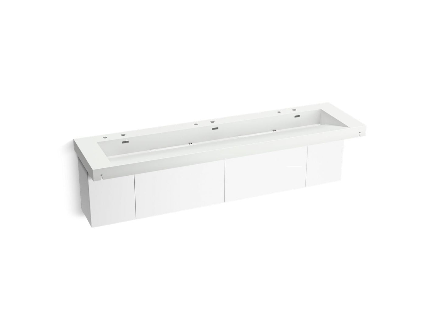 KOHLER K-81033-BPW-KEH Constellation 90" Wall-Mount Trough Lavatory System In Miami White