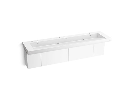 KOHLER K-81033-BPW-KCG Constellation 90" Wall-Mount Trough Lavatory System In Glacier White